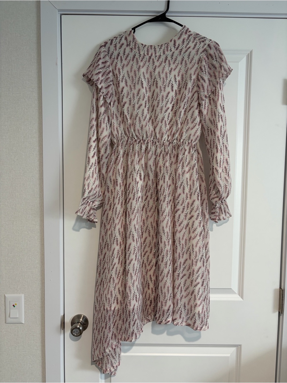 Saving Paige Long Sleeve Asymmetric Hem Floral Midi Dress - Pink